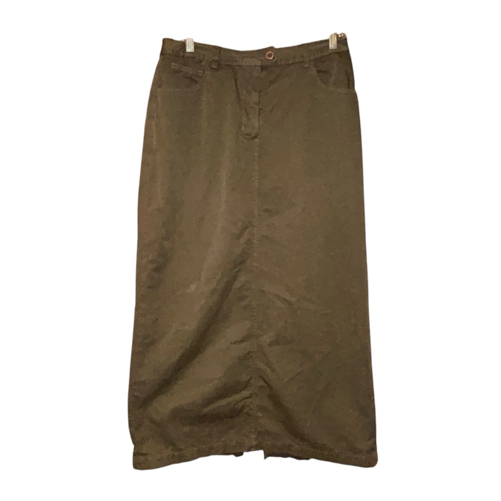 For Joseph Midi‎ Skirt Utility Minimalist Olive Green Women's USA Cotton Size 32